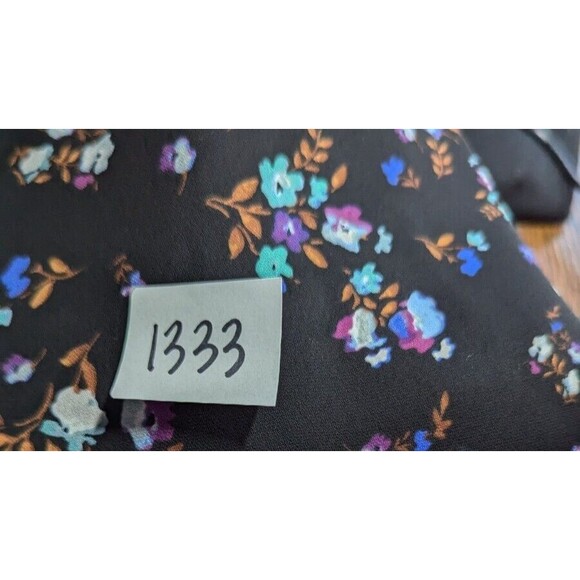 J.Jill Wearable Women Top XS Floral Tunic Chiffon Black Pleated Ribbed Flowy - Picture 10 of 10